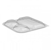 Culinary Square 3-Compartment Base Clear Lid - 8 1/2"L x 8 1/5"W x 1"H, 300 per Case