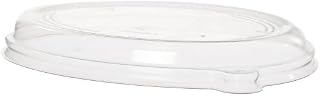 Vegware Compostable Clear Oval Bowl Lids, Case of 300, Disposable, Take Out Containers, PLA Renewable Plant Based Plastic, Reuseable, Meal Prep Food Storage Lids