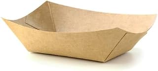 PacknWood 210BQKEAT2 5.4 x 3.6 Kraft Paper Boat - 1000 / CS"