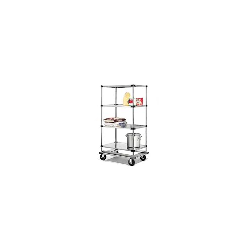 Stainless Steel Shelf Truck with Dolly Base by Nexel – 49.61"L x 18"W x 70"H, Stainless Steel, Grey, Model 987461