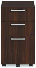 Alera Seville Series Mobile Pedestal, Left/Right, 3-Drawer: Box/Box/File, Legal, Mahogany, 15" x 18" x 27"