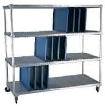 New Age 96087 Mobile Tray Drying Rack w/ 3-Tray Levels & (20)18x26-in Tray Capacity, Aluminum, Each