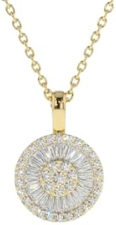 1.5ct Simulated Diamond CZ Pendant with Chain Round Cut Disc Channel Set Yellow Gold Plated