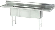 96" 3 Compartment Sink w/ 16"L x 20"W Bowl, 14" Deep