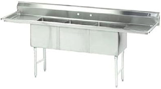96" 3 Compartment Sink w/ 16"L x 20"W Bowl, 14" Deep