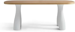 Mesa de Comedor Hotel Restaurant Retro Cream Style Solid Wood Dining Table, Modern Home Living Room Kitchen Furniture Mesa de Comedor(220x95x75cm)