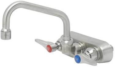 S-1115 4" Stainless Steel Wall Mount Workboard Faucet with Stainless Steel Lever Handles and 6" Stainless Steel Swing Nozzle with 2.2 GPM Stainless Steel Aerator