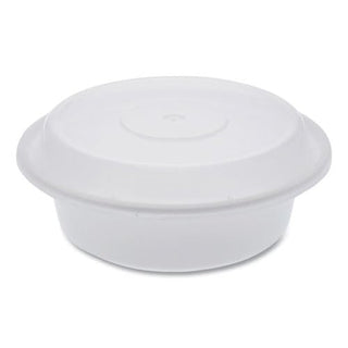 Pactiv Evergreen newspring versatainer microwavable containers, round, 16 oz, 6 x 6 x 1.5, white/clear, plastic, 150/carton