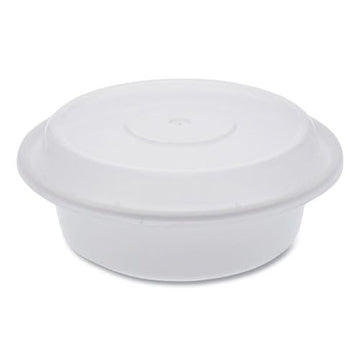 Pactiv Evergreen newspring versatainer microwavable containers, round, 16 oz, 6 x 6 x 1.5, white/clear, plastic, 150/carton