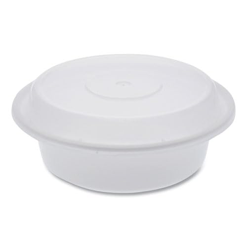 Pactiv Evergreen newspring versatainer microwavable containers, round, 16 oz, 6 x 6 x 1.5, white/clear, plastic, 150/carton