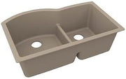 Elkay Quartz Luxe 33" x 22" x 10" Double Bowl Undermount Sink with Aqua Divide, Sandstone