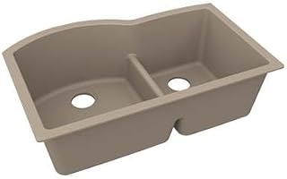 Elkay Quartz Luxe 33" x 22" x 10" Double Bowl Undermount Sink with Aqua Divide, Sandstone