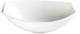 Winco WDP006-204, 8-Inch Length Ardesia Bergomi Porcelain Oval Deep Bowl, Serving Salad Bowl, Fruit Platter, Creamy White, 36/CS
