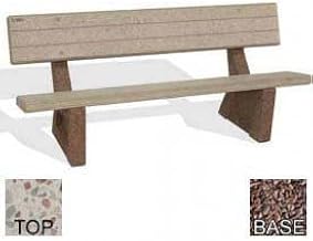 Bohlmann 72" Concrete Bench, White Top, Red Quartzite Leg