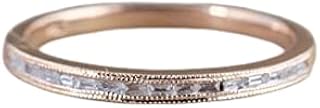 1.3ct Baguette Cut Moissanite Wedding Band Channel Half Eternity Rose Gold Plated