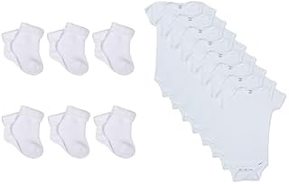 Gerber Baby Girls' 6-Pair Sock and unisex-baby 8-pack Short Sleeve Onesies Bodysuits Bundle, Preemie