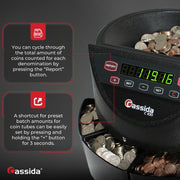 Cassida C-C100 Coin Counter Sorter, 12 1/8" x 16", 110-220V - photo 3