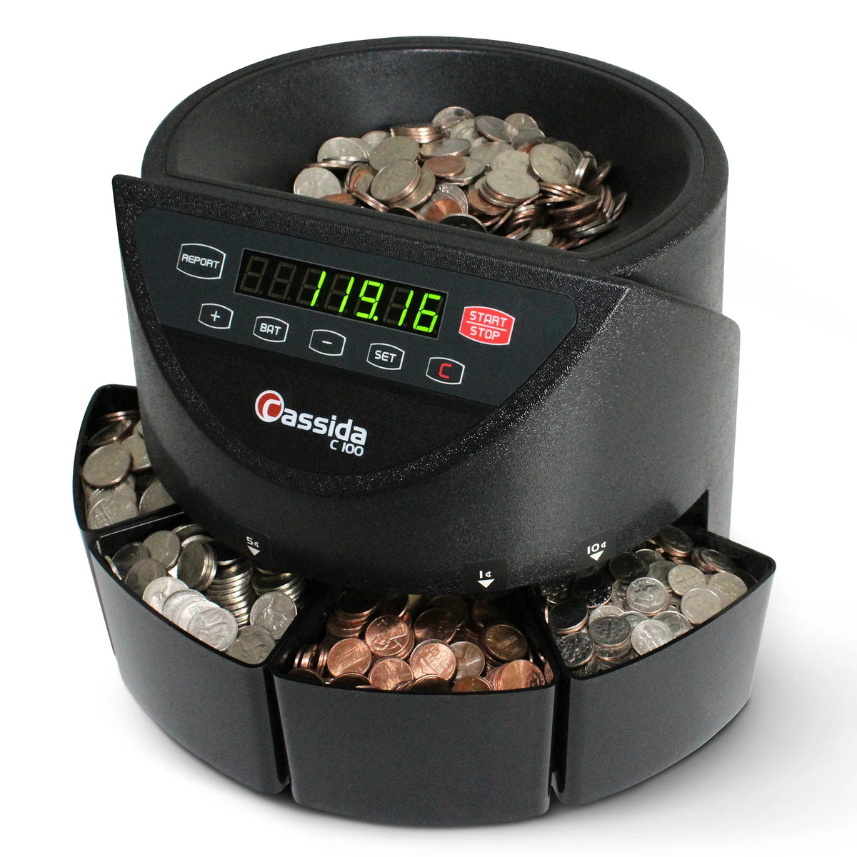 Cassida C-C100 Coin Counter Sorter, 12 1/8" x 16", 110-220V - Default Title
