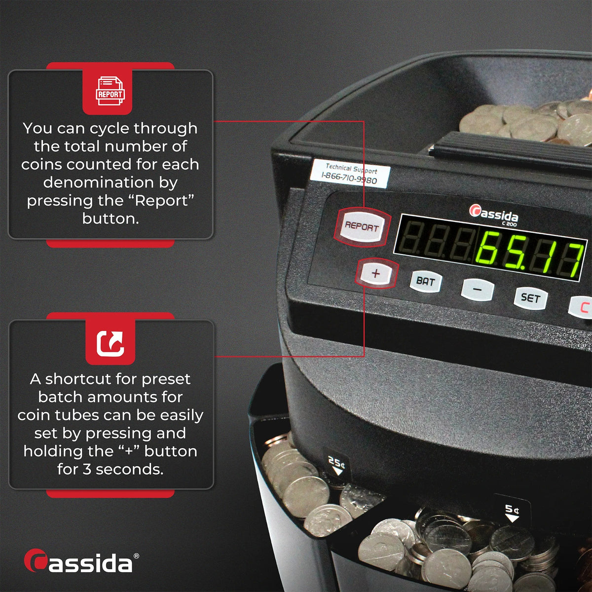 Cassida C-C200 Coin Counter Wrapper, 11 3/16" x 15", 110-220V - photo 3
