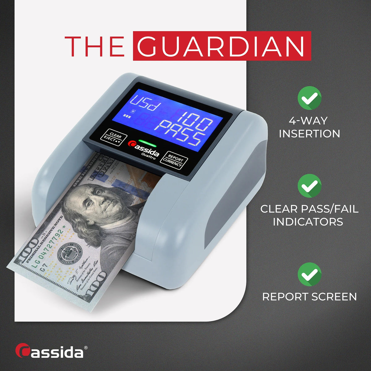 Cassida D-QWB Counterfeit Detector, 4 15/16" Wide, Gray - photo 2