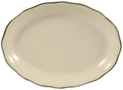 CAC China SC-51B Seville Scallop Edge Oval Platter Black Band 15 1/2" - 1 doz