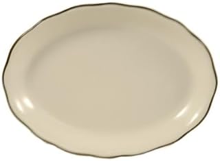 CAC China SC-51B Seville Scallop Edge Oval Platter Black Band 15 1/2" - 1 doz