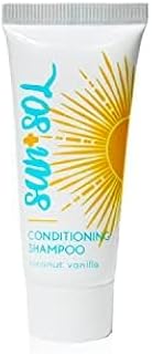 World Amenities Sun + Sol Bulk Cleansing 2 in 1 Shampoo & Conditioner with Warm Coconut & Vanilla Fragrances, Travel Size Toiletries, Mini Hotel Amenities