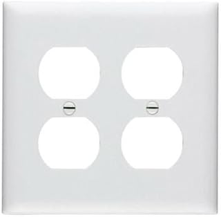 Pass & Seymour TP82-W Duplex Receptacle Wallplate, 2-Gang, Nylon, White