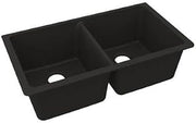 Elkay Quartz Luxe 33" x 18-1/2" x 9-1/2" Equal Double Bowl Undermount Sink, Obsidian