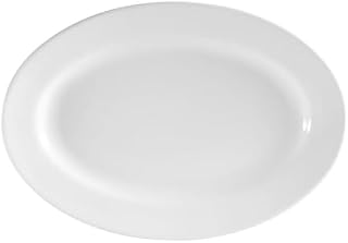 CAC China RCN-39 Oval Platter 8 1/2" Porcelain Oval, Super White, Set of 24