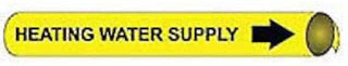 Pipe Marker - Precoiled and Strap-on - Heating Water Supply, Yellow, For Pipe 2-1/2" - 3-1/4",12"W