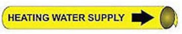 Pipe Marker - Precoiled and Strap-on - Heating Water Supply, Yellow, For Pipe 2-1/2" - 3-1/4",12"W