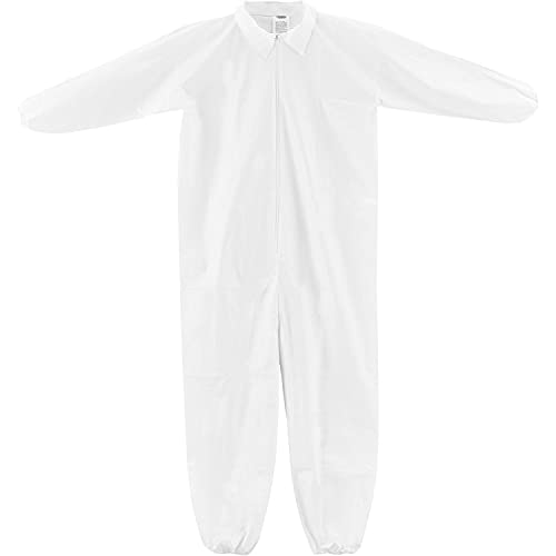 Disposable Microporous Coverall by Global Industrial – Large, 60% Polypropylene/40% Polyethylene, White, Model KC-MIC-60G-CVL-L-E
