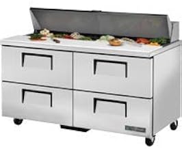 True TSSU-60-16D-4-HC 60" Refrigerated Sandwich Salad Unit, Fits (16) 1/6 Size Pans, Four Drawers
