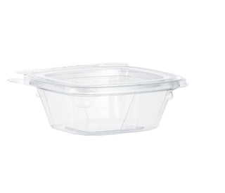 Dart CH4DEF 4 oz Tamper-Resistant Clear Hinged Container with Flat Lid (Pack of 400)