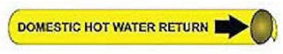 Pipe Marker - Precoiled and Strap-on - Domestic Hot Water Return, YLW, For Pipe 1-1/8" - 2-3/8",8"W