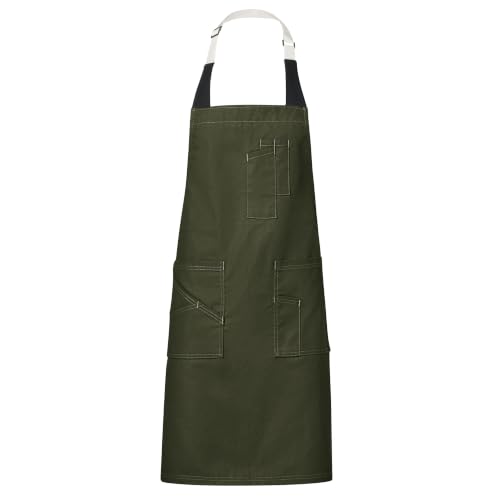 Red Kap Olive / 22W x 34L / Flex Strap Utility Bib Apron Girls