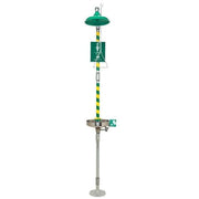 Combination Emergency Shower and Eye/Face Wash with Axion MSR Showerhead by Haws – 30"L x 35"W x 91"H, Stainless Steel/ABS Plastic, Green/Silver, Model 8300-8309