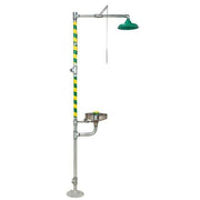 Combination Emergency Shower and Eye/Face Wash with Axion MSR Showerhead by Haws – 30"L x 35"W x 91"H, Stainless Steel/ABS Plastic, Green/Silver, Model 8300-8309