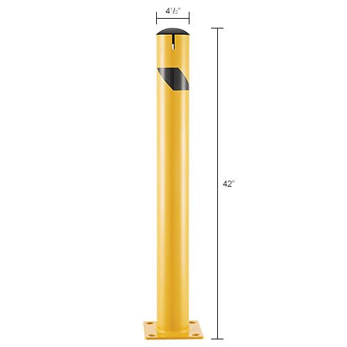Steel Bollard w/Chain Slots & Removable Cap by Global Industrial – Steel, Yellow, Model 670585