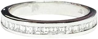 3Ct Asscher Cut Moissanite Channel Set Classic Wedding Band White Gold Plated Stylish