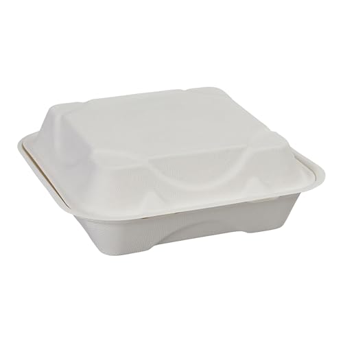 ECO PRODUCTS 8" 3 Compartment / White / Classic Clamshell Take Out Containers
