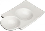 Winco WDP017-106, 6'' Porcelain Duo Dish, 4 Oz Ceramic Plate w/Two Embedded Bowls, 36/CS