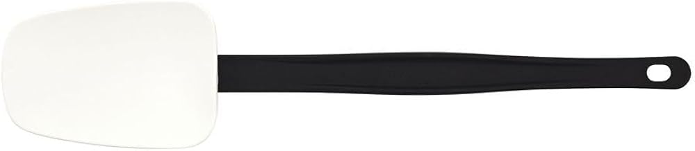 HUBERT Heat Resistant Spoon Spatula White Silicone with Brown Fiberglass Infused Handle - 14 1/2"L x 3"W