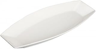 Winco WDP017-110, 15-1/4'' X 6-1/2'' Oblong Porcelain Plate, Ceramic White Platter, 12/CS