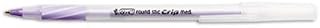 BIC Round Stic Grip Xtra Comfort Stick Ballpoint Pen, 1.2mm, Purple Ink, Gray Barrel, Dozen
