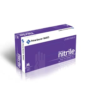 Prime Source Basics Blue Powder Free Medium Nitrile Gloves - 1000 per case.