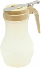 Tablecraft PP410A Syrup Dispenser, 10 oz., Teardrop Design, Dishwasher Safe, Almond ABS Plastic top, BPA Free Polypropylene, Transparent, 12 Each per case