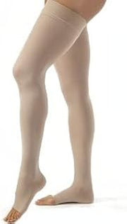 JOBST Opaque Open Toe Thigh High 30-40 mmHg Extra Firm Support Stockings Silky Beige Large