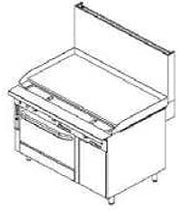 Southbend P48A-GGGG Platinum Heavy Duty 48" Gas Range w/ 48" Griddle, (1) Convection Oven Base & 12" Cabinet Right